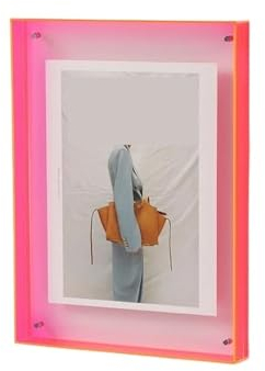 WLLKIY Transparenter Acryl-Fotorahmen, DIY-Poster, Malerei, Halle, Schlafzimmer, Wanddekoration, Ins-Stil, Tisch-Bilderrahmen Multifunktional(Pink,16x21cm)