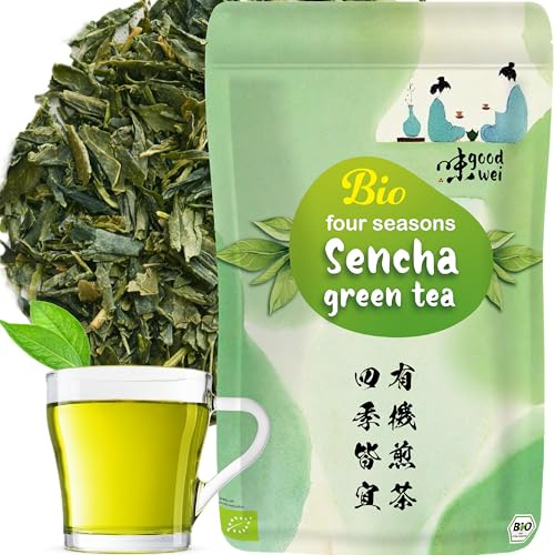 Goodwei Sencha Grüner Tee Bio Four Seasons - aromatischer, feinherber Grüntee, 250g