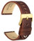 WOCCI 20mm Antikes Uhrenarmband für Herren, Sattelleder, Goldener Schnalle (Pekannussbraun)