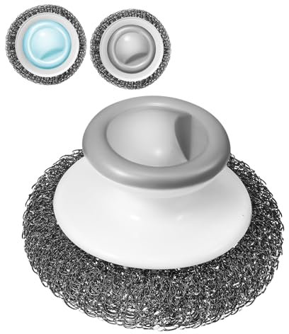 SEWOART Stainless Steel Dish Cleaning Scourer 3 Pack Reusable Scrub Brush for Cleaning Dishes Dish Brush Handle Kitchen Dish Brush Dish Washing Brush