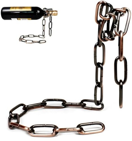 Hobngmuc Chain Wine Rack, Wine Holder, Wine Bottle Holder Floating Iron Chain, Freestanding Wine Storage Holder For Countertop, Novelty Wine Bottle Storage, Keeps Bottles In The Air