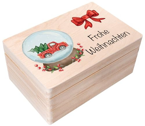 Creative Deco Weihnachtsgeschenke Personalisierte Holzkiste - Schneekugel | Wunschtext Weihnachten Geschenke | Dein Eigener Wünsche Text Individuelle Geschenk | Weihnachtsdeko | Für Frauen, Männer