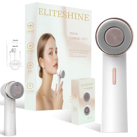 Elektrische Gesichtsreinigungsbürste, wiederaufladbar, wasserdicht, Silikon-Gesichtsschrubber, Peeling, austauschbare Bürstenköpfe mit unabhängig drehbaren inneren äußeren Ringen für Männer und Frauen