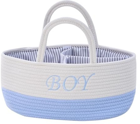 AOFANGSHIYE-Neugeborene Windelkorb, mit Griff 3 Schichten Design Aufbewahrung Babybedarf Aufbewahrung Korb, leicht für Mutter Klassifizierung Baby Wickel-Organizer für Wickelutensilien Korb (blau)
