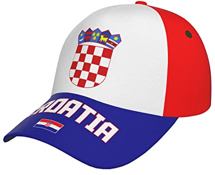 hihihihihihihihi Kroatien-Flagge, coole kroatische Baseballkappe, 3D-Volldruck, Erwachsene, Unisex, verstellbare Mütze, Fußball, patriotische Kappen, Schwarz, Schwarz , Einheitsgröße