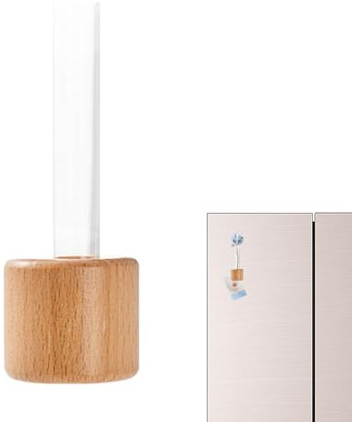 Florero de Madera con imán para Nevera, Maceta magnética para Nevera | Imanes de Madera para Nevera con macetero de Flores - Florero artístico hidropónico para Cocina, Comedor, Sala de Estar