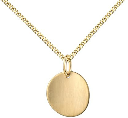 JEVELION Kette mit Anhänger rund gebürstet 333 Gold, 8 Karat 8K Goldschmuck für Damen Die Panzerkette aus 925 Silber, vergoldet, mit einer Länge von 70 cm ergänzt das elegante Design perfekt.