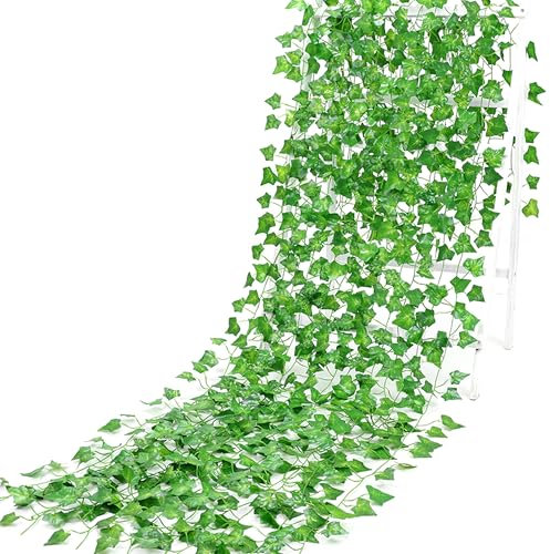 duoyif Edera Artificiale Edera Finta 2,1 m 12 Pezzi Edera Rampicante Ghirlanda, Pianta Artificiale Da Interno Esterno, Edera Finta Per Giardino Balcone Cucine Ufficio Patio Matrimonio (a1 Edera)