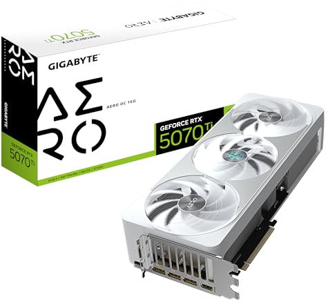 Gigabyte GeForce RTX 5070 Ti AERO OC 16G Graphics Card - 16GB GDDR7, 256bit, PCI-E 5.0, 2588 MHz Core Clock, 3 x DP 2.1a, 1 x HDMI 2.1b, NVIDIA DLSS 4, GV-N507TAERO OC-16GD