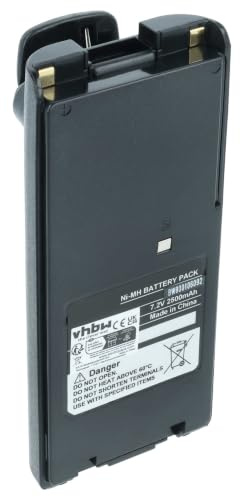 vhbw Battery Replacement for Icom BP-210N, BP-211, BP-210, BP-209N, BP-209 for Radio, Walkie-Talkie (2500 mAh, 7.2 V, NiMH) + Belt Clip