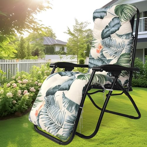 Sun Lounger Cushions Only,Sunlounger Replacement Cushion for Outdoor Furniture with Anti-Slip Ties Top Cover,Sunbed Garden Rocking Recliner Chair Cushion Seat Pads for Beach Porch Patio 170*53*8cm