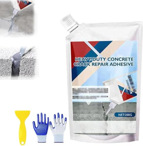 Heavy-Duty Concrete Crack Repair Adhesive,Quick-Drying Grouting Adhesive,Cement Crack Filler,Sealer Outdoor Waterproof,for Home Repairs (Gray, 200ml)