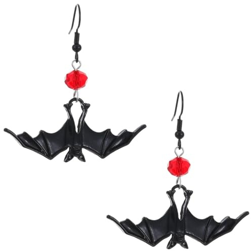 KUMSODE 1 Paar Punk Halloween Fledermaus Ohrringe Schwarz Fledermaus Ohrringe Geister Fledermaus Fledermaus Rubin Ohrringe Vampir Fledermaus Schmuck Für Frauen
