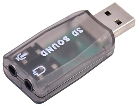 USB Audio Adapter No Drivers Needed Plug N Play Double Interface | External for PC Laptop, Music Listening, TV Watching, Gameplay, Live Streaming
