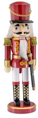 Kaladia Deko Nussknacker Figur Soldat aus Holz – Höhe: 38 cm – moderner Weihnachtsnussknacker in Rot - Traditionelle Dekoration für die Weihnachtszeit