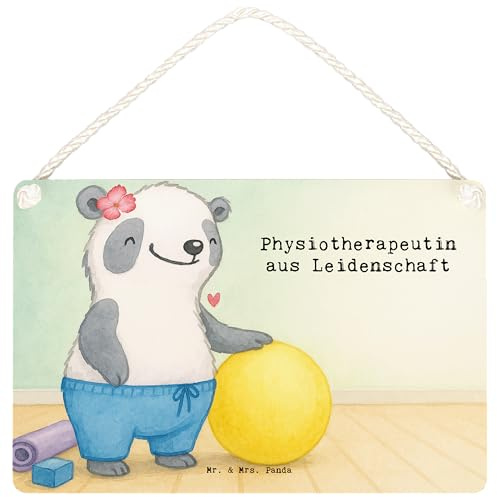 Mr. & Mrs. Panda Schild Physiotherapeutin Leidenschaft Design DIN A6 - Geschenk, holzbild, Holzschild, kleine aufmerksamkeit, Türschild, Wandbild Holz