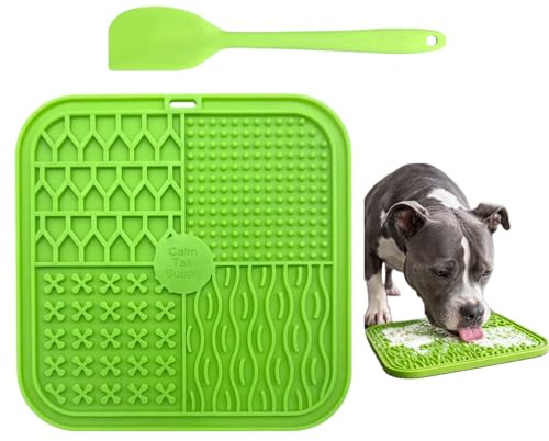 BPA-Free Silicone Dog Lick Mat with Spatula – Slow Feeder Enrichment Mat for Dogs & Cats – Strong Suction, Grooming Distraction, Freezer & Dishwasher Safe