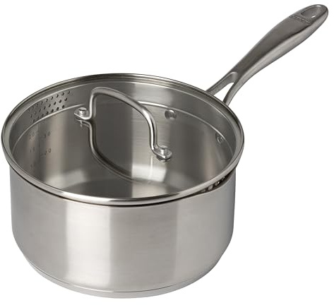 PYREX Infinity Casserole Induction Inox 20 cm | Acier Inoxydable, Sans PFAS, Couvercle fonction passoire, Tous Feux, Four, Pro