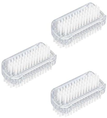 3 PCS Nail Brushes For Cleaning Nails, Double-Sided Plastic Nail Scrubbing Brushes 3.5 * 8.2cm, Sturdy Bristles For Hands & Toes, Transparent, Portable Nail Care Tool For Home Salon Use