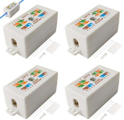 Muanwk 4PCS RJ45 Cat6 Junction Box, Ethernet Coupler, LAN Cable Coupler | for Home and Office Networking, Inline Coupler for Extending Ethernet Connections