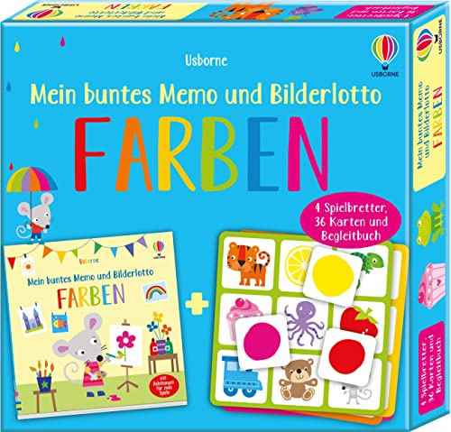 Mein buntes Memo und Bilderlotto: Farben: mit 36 Karten, 4 Spielbrettern und Begleitbuch (Usborne Memo-und-Bilderlotto-Reihe)