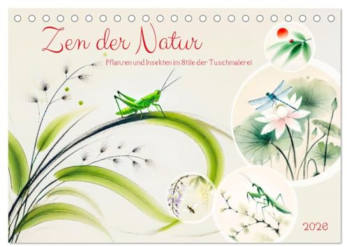 Zen der Natur - Pflanzen und Insekten im Stile der Tuschmalerei (Tischkalender 2026 DIN A5 quer), CALVENDO Monatskalender: Insekten und Pflanzen in der KI-Kunst des Fernen Ostens (CALVENDO Kunst)