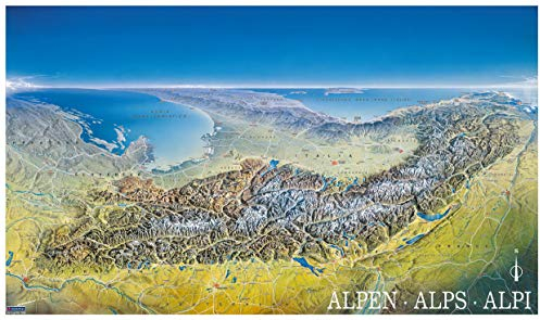 KOMPASS Panorama die Alpen von Norden: von Marseille bis Wien, Alpenpanorama, Poster (KOMPASS-Panoramakarten, Band 349)
