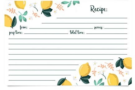Jot et Mark Floral Double-Sided Recipe Cards 4 x 6 (Pack of 50) Lemon Yellow