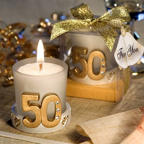 Lotto di 12 Candele 50° Anniversario Matrimonio Oro Bomboniere - Dettagli in Oro