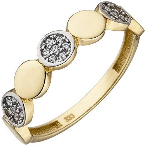 Jobo Damen-Ring aus 8 Karat 333 Gold Bicolor mit 21 Zirkonia Größe 50