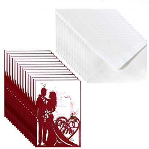 Chiic 20 Stück Einladungskarten - Einladungskarte Hochzeit Einladungskarten Hochzeit für Verlobung Party Hochzeit Verlobung Jahrestag Hochzeit