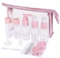 Bouteille de Voyage Cosmetique Vide 12 PCS mit Trousse de Toilette Transparente pour Maquillage Liquides, Shampoing, Gel Douche, Crème vec Petit Entonnoir pour Le Vol, Avion, Vacances, Rose