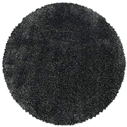 SIMPEX Teppich Wohnzimmer 160 cm Rund Hochflor Teppich Grau Moderne Einfarbig Design - Schlafzimmer Teppich Pflegeleicht Extra Weich Extra Flauschig - Carpet Living Room Deko
