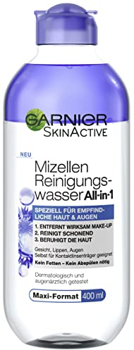 Garnier Parfümfreies All-in-1 Mizellen Reinigungswasser mit Glycerin für besonders sensible Haut und Augen, Make up Entferner und Gesichtsreinigung für empfindliche Haut, Skin Active, 1 x 400 ml