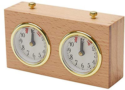 DASNTERED Chess Timer - Analog Wooden Competition Chess Clock, Compact Timing Tools Mechanical for Tournament (Wood Color, 15.5x5.5x9.5 cm)