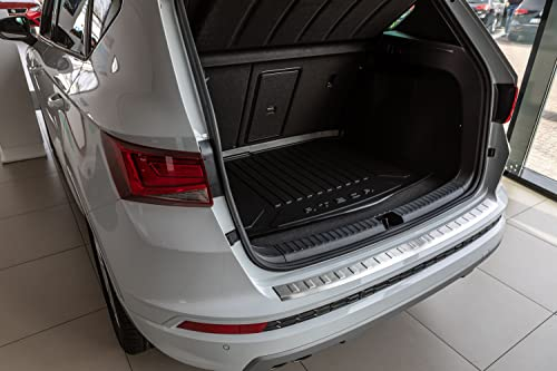 Aroba AR297-BLM Edelstahl Anthrazit gebürstet Ladekantenschutz kompatibel mit Seat Ateca & Ateca Cupra ab BJ. 7.2016> passgenau Abkantung Farbe Anthrazit
