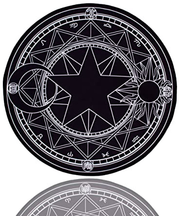 Roffatide Anime CardCaptor Sakura Runder Teppich für Mädchen Decke Teppich Fußmatten Schwarzmagischer Kreisteppich 80x80 cm