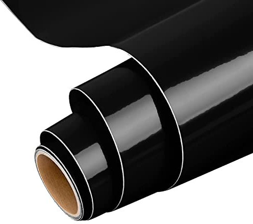 IModeur Vinilo adesivo nero - 30,5 cm x 153 cm pellicola adesiva nero lucido, vinile nero per Cricut, Silhouette Cameo, La maggior parte delle macchine da taglio
