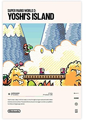 Super Mario World 2 Yoshi's Island (1995), Videospiel-Poster, Leinwand, Poster, Schlafzimmer, Dekoration, Sport, Landschaft, Büro, Zimmer, Geschenk, ohne Rahmen, 30 x 45 cm