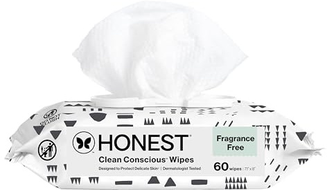 The Honest Company Hypoallergenic Multi-Use Baby Wipes for Sensitive Baby Skin, Pattern Play, 60 Count