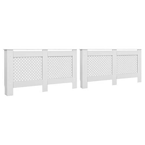 ANGYANG Heizkörperverkleidungen 2 STK Heizkörperabdeckung, Heizung Verkleidung, Radiator Cover, Verkleidung Heizkörper, Heizungsabdeckung, Weiß 152 x 19 x 81,5 cm MDF