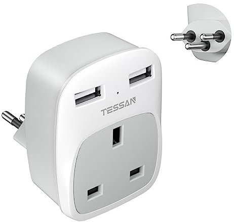 UK to Swiss Plug Adapter, TESSAN Plug Adapter for Switzerland with 2 USB (1 USB C), Grounded Type J Swiss Power Adapter Plug, Swiss Travel Adaptor for Jordan, Liechtenstein, Madagascar, Rwanda