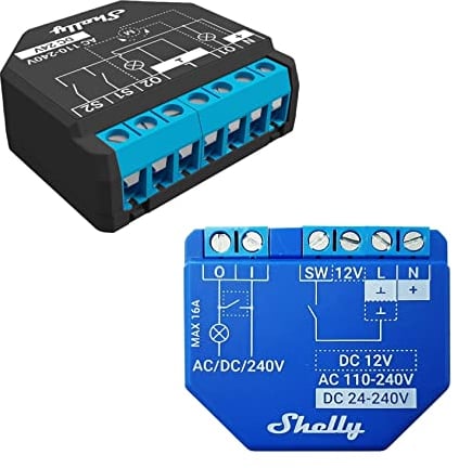 Shelly Plus 2PM, Interruttore a Relè 16A, Wi-Fi e Bluetooth, Misuratore di Potenza & Plus 1, Relè interruttore intelligente, Wi-Fi & Bluetooth, Contatti a potenziale zero
