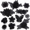 GORGECRAFT 12St Schwarze 3D-Blumenstickerei-Applikation Schmetterlings-Blumen-Spitze Bestickte Computergesteuerte Stickerei-Organza-Aufnäher Mit Kunststoffperlen Zum Aufnähen Kleidung Dekorieren
