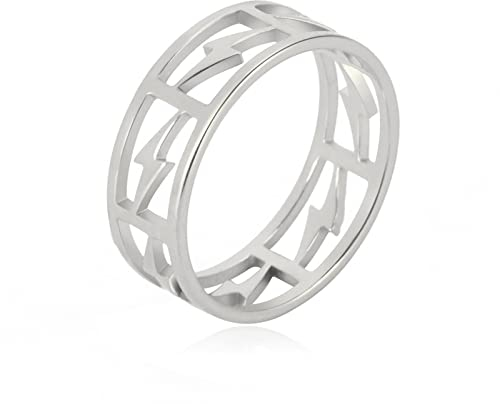 SIPURIS Blitz-Bolzenring für Männer und Frauen Blitzring Siegelring Statement Verlobung Ehering Edelstahl stapelbar Fingerring Schmuck Geschenke für Geburtstag