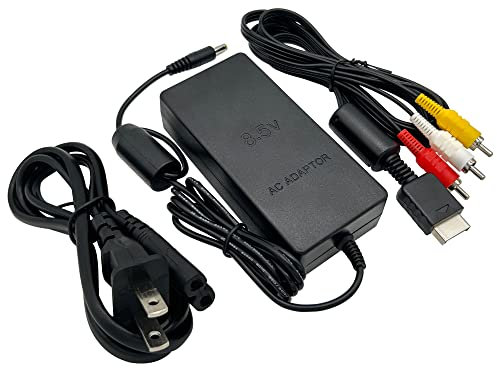 Netzteil AV-Kabel für PS2, Netzteil und AV-Kabel kompatibel mit Playstation 2 PS2 Slim A/C 70000 Konsole Set Ersatz