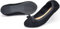 Dernolsea Ballet Flats for Women, Slip On Foldable Ballet Pumps Bow Tie Flat Dolly Ballerina Shoes Black Size 6
