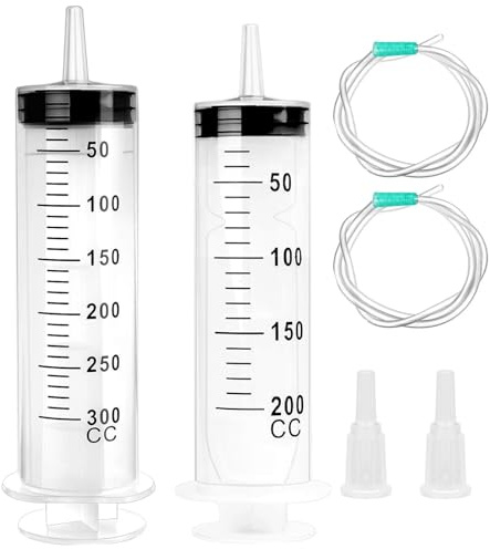 2 Stück Spritzen, Spritze 200ml+300ml, Spritze mit Schlauch, Große Spritze | Abzugsspritze, Ölspritze, Dosierspritze Ohne Nadel, Spritzen Set für Labor, Industrie, Tierfütterung