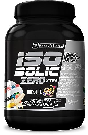 ISO BOLIC ZERO XTRA - 750g - Frutti Rossi-Banana - Proteine del siero di latte isolate - Nucleotidi (Ribolife®) - Vit B6 - Zinco - Magnesio - Acido Folico - No zuccheri e grassi - Gluten Free