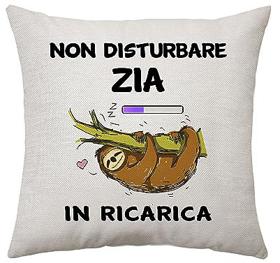 Zia Regali Divertenti da Nipote - Cuscino Copricuscino per Donne, Festa della Mamma, Compleanno, Natale - Non Disturbare In Ricarica, 45 X 45 CM